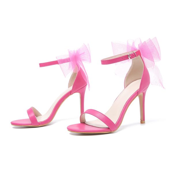Women's Open Toe Stiletto Heels with Bow One Strap Sandals Wedding Party Prom Dress Shoes