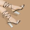 Women's Sparkly Rhinestones Sandals for Women Ankle Strappy Chunky Block Heels Sandals