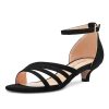 Womens Kitten Heel Open Toe Buckle Sandals Basic Classic Ankle Strap Office Casual Prom Summer Shoes 1.4 Inches Heels