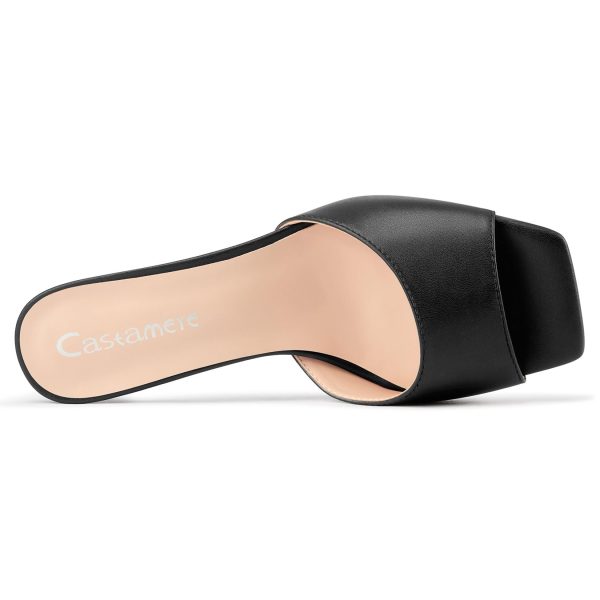 Women's Heeled Sandals Square Open Toe Kitten Heels Slip On Mules Casual Party Dress Shoes 2.6 Inches Heels