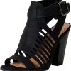 Yummy ~ Gladiator Cutout Stacked Heel Sandal Shoes with Adjustable Ankle Buckle