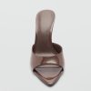 High Heel Mules for Women Slip On Open Pointed Toe Classy Patent Leather Stiletto Pumps Formal Slingback Mule Sandals Dress
