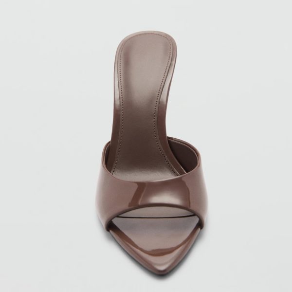 High Heel Mules for Women Slip On Open Pointed Toe Classy Patent Leather Stiletto Pumps Formal Slingback Mule Sandals Dress