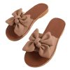 Women's Open Toe Flat Sandals Bow Knot Slides Leather Summer Slippers