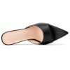 Womens Girl Stiletto High Heel Peep Open Pointed Toe Mules Shoes Sandals Slingback Wedding Prom Dress Cute 3.9 Inches Heels
