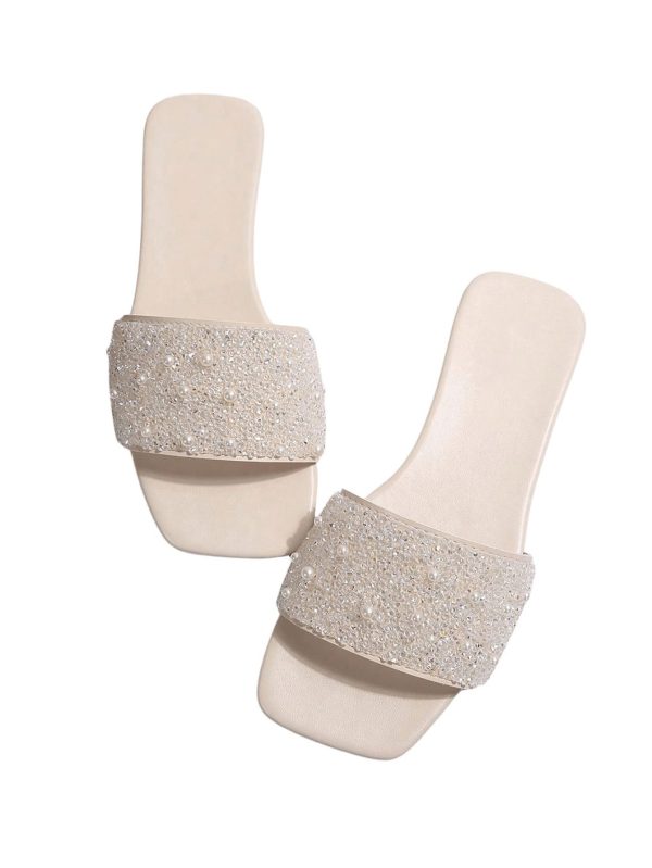 Glitter Sandals Sparkly Sandals Casual Rhinestone Slides Bling Open Toe Sandals