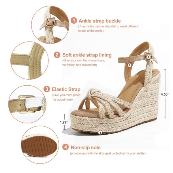 Sandals for Women, Platform Ankle Strap Womens Sandals Open Toe Espadrille Wedge Sandals for Women Concise Casual Summer Womens