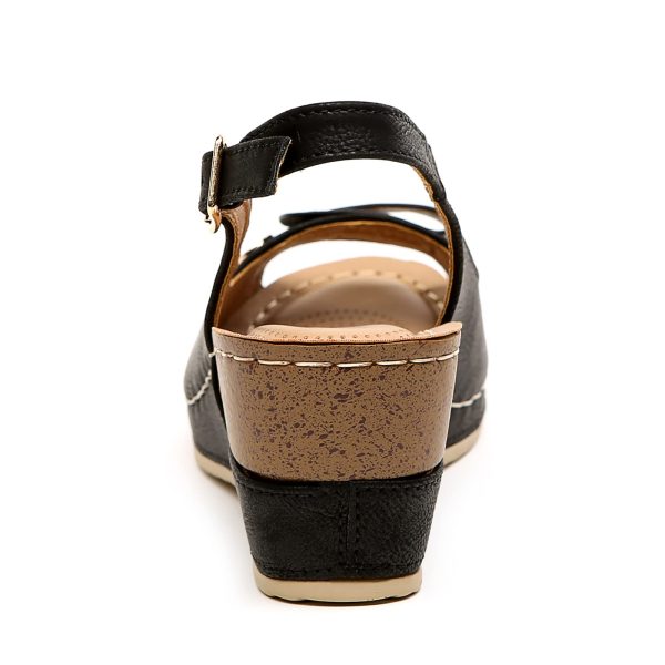 Women's Peep Toe Bow Hollow Out Slingback Platform Wedge Sandals