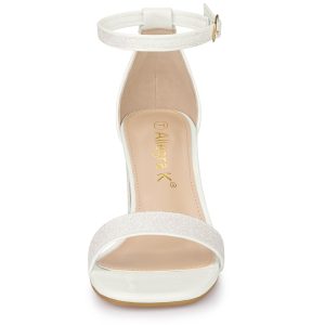 Women's Glitter Ankle Strap Chunky Heeled Sandals