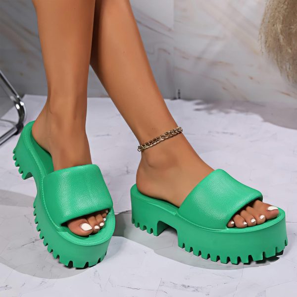 Womens Backless Platform Sandals Slip On Thick Sole Waterproof Slippers Open Toe Summer Shoes for Women