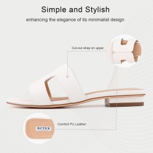 Women's Flat Sandals Comfortable Summer Open Toe Slip On Dressy Slide Sandals