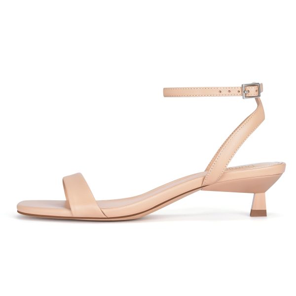 Women Kitten Heel Sandals Ankle Strap Heeled Sandals Square Open Toe Dress Party Shoes