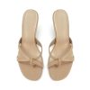 Gold Kitten Heel Sandals for Women Flip Flop Strappy Mule heels Rounded Open Toe Heeled Thong Sandals Women