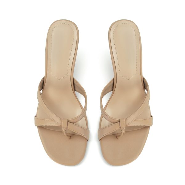 Gold Kitten Heel Sandals for Women Flip Flop Strappy Mule heels Rounded Open Toe Heeled Thong Sandals Women
