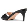 Women's Heeled Sandals Square Open Toe Kitten Heels Slip On Mules Casual Party Dress Shoes 2.6 Inches Heels