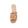 Women's Slide Sandals Square Open Toe Slip on Comfortable Mules Block Low Heel Metal Chain Dressy Shoes