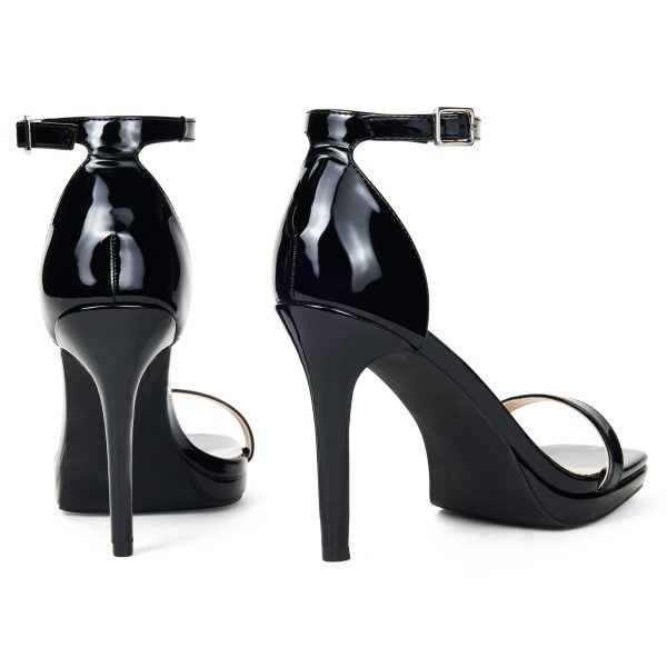 Women Strappy High Heeled Sandals,4.3-Inch Stiletto Open Square Toe Heels with Ankle Strap at Wedding Bride Prom Date Work