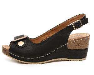 Women's Peep Toe Bow Hollow Out Slingback Platform Wedge Sandals