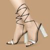 Women's Sparkly Rhinestones Sandals for Women Ankle Strappy Chunky Block Heels Sandals