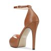 Women Platform Sandals Peep Open Toe Ankle Strap Stiletto High Heel Dress Shoes Pumps Wedding Matte 5 Inch