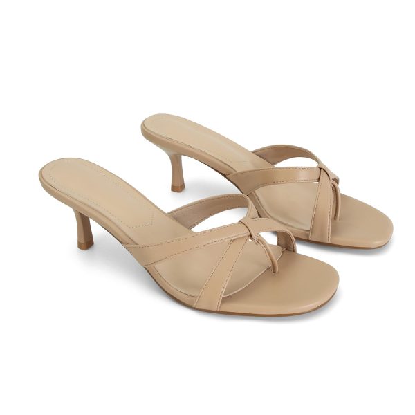 Gold Kitten Heel Sandals for Women Flip Flop Strappy Mule heels Rounded Open Toe Heeled Thong Sandals Women