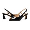 Women Slingback Low Kitten Heel Pumps 2.5'' Heeled Sandals Peep Open Toe Ankle Strap Dress Shoes