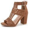 Chunky Heeled Sandals for Womens Bohemian Cutout Open Toe Summer Block Heeled Party Sandals