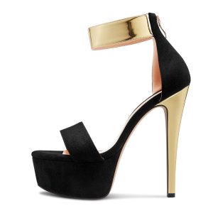 Womens Stiletto High Platform Heel Peep Open Toe Sandals Ankle Strap Zipper Party Cute Summer Shoes