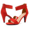 RROSE Women's Chunky Low Heels Open Toe Ankle Strap Heeled Sandals with Back Zipper Dressy Pumps Shoes for Wedding Prom Party