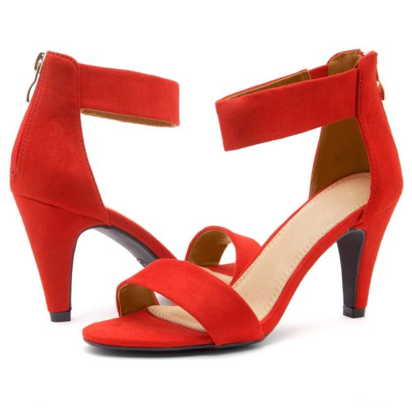 RROSE Women's Chunky Low Heels Open Toe Ankle Strap Heeled Sandals with Back Zipper Dressy Pumps Shoes for Wedding Prom Party