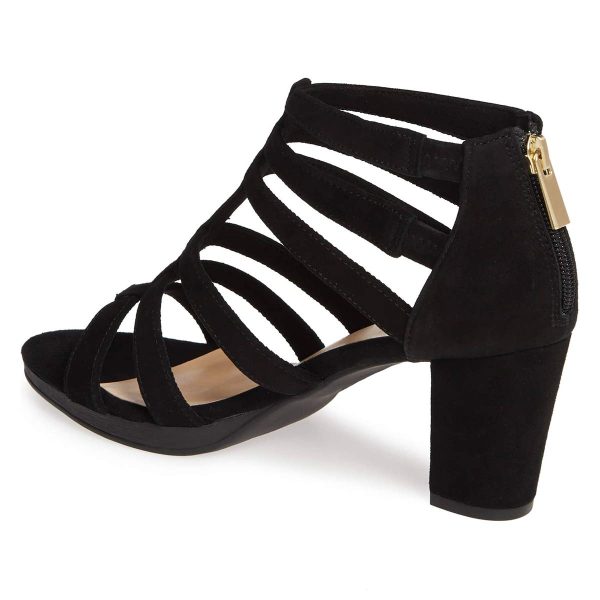 Women Chunky Mid High Heel Sandals Open Toe T-Strap Pumps Cutout Dress Party Prom Office Strappy Shoes Elastic Back Zipper Size