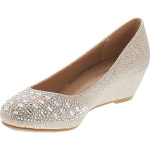 Forever Womens Low Wedge Heel Peep Toe Wedding Party Dress Sandals Shoes