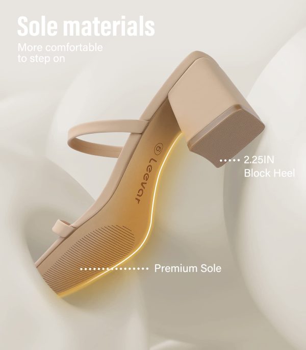 Square Toe Heeled Sandals for Women - Women's Low Block Heels Sandals - 2.25IN Open Toe Ankle Strap Chunky Heels - Slip on