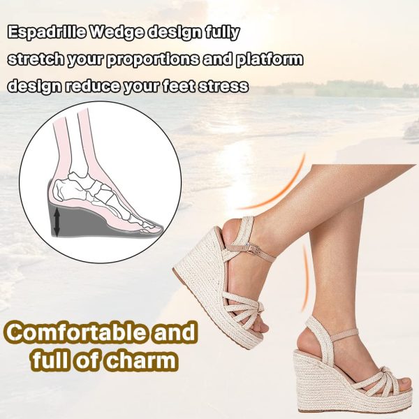 Sandals for Women, Platform Ankle Strap Womens Sandals Open Toe Espadrille Wedge Sandals for Women Concise Casual Summer Womens