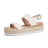 Women’s Open Toe Wedge Platform Espadrilles Ankle Strap Buckle Faux Leather Cork Rubber Summer Sandals