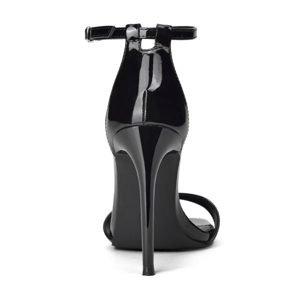 High Heeled Sandals for Women One Strap Heels with Square Open Toe 4 Inch Stiletto Ankle Strap Shoes Elegant Sexy Dress Wedding