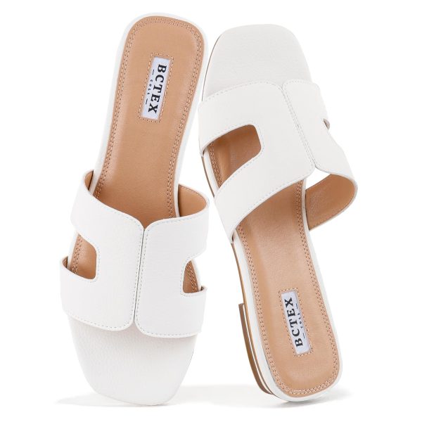 Women's Flat Sandals Comfortable Summer Open Toe Slip On Dressy Slide Sandals