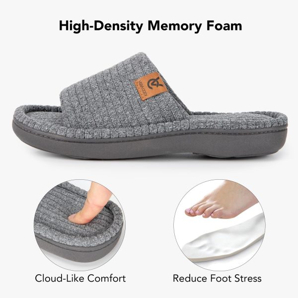Women's Open Toe Slippers Soft Terry Cloth Indoor Slip on House Shoes