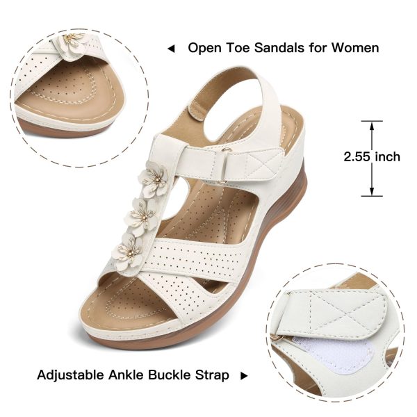 Womens Sandals Wedge Platform: Summer Ankle Strap Open Toe Wedge - Dressy Sandals Women - Comfortable Walking Low Sandal