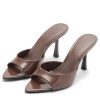 High Heel Mules for Women Slip On Open Pointed Toe Classy Patent Leather Stiletto Pumps Formal Slingback Mule Sandals Dress
