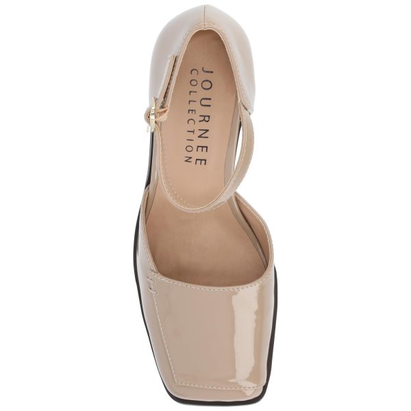 Womens Buckle Strap Open Square Toe Chunky Stacked Block Heel Evangeline Comfort Foam Pumps