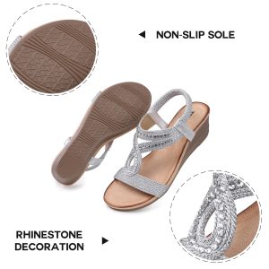 Wedge Sandals for Women Dressy: Low Wedge Sandals Women Comfortable Dressy Walking - Summer Casual Elastic Strappy Open Toe