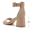 Sandals For Women 2025 Women's Ankle Strap Block Heels Dress Shoes Open Toe Heeled Sandals