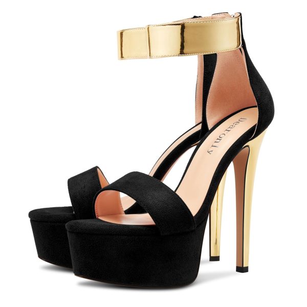 Womens Stiletto High Platform Heel Peep Open Toe Sandals Ankle Strap Zipper Party Cute Summer Shoes