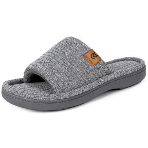 Women's Open Toe Slippers Soft Terry Cloth Indoor Slip on House Shoes