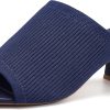 Women's Open Toe Heeled Mules Block Heels Sandals Knit Chunky Square Heels Slip On Breathable Slides Sandal
