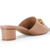 Women's Slide Sandals Square Open Toe Slip on Comfortable Mules Block Low Heel Metal Chain Dressy Shoes