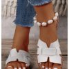 Women's Open Toe Flats Sandals Cut Out Slip on Summer Trendy Slide Sandals