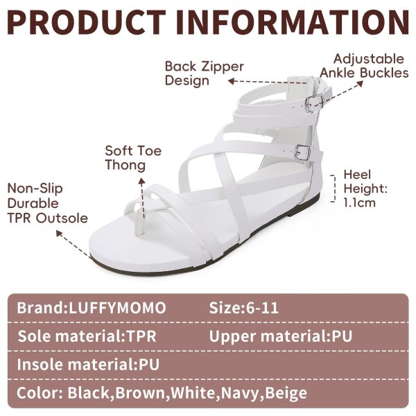 Women's Gladiator Strap Sandals Flat Fisherman Thong Cross Strappy Sandals