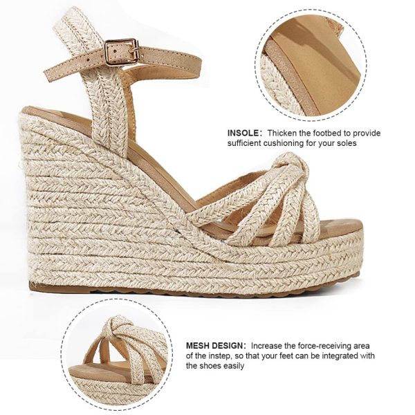 Sandals for Women, Platform Ankle Strap Womens Sandals Open Toe Espadrille Wedge Sandals for Women Concise Casual Summer Womens